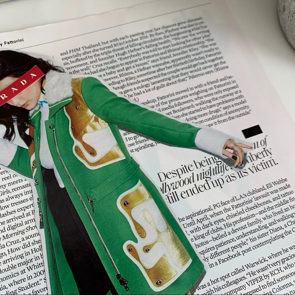 Green Coat Editorial Collage Bold Portrait Modern Wall Art‎ Print
